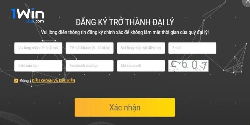 Đại lý 1Winclub hợp tác cùng phát triển - Lợi nhuận cực lớn 3 Hướng dẫn cách đăng ký trở thành đại lý của 1Winclub